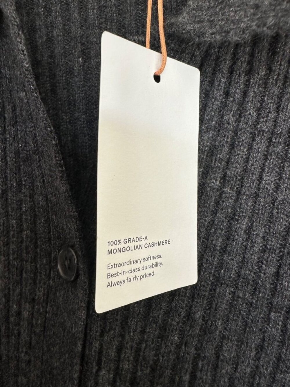 Quince XL Grey Mongolian Cashmere Wide-Rib Oversized Collared Cardigan NEW - Picture 6 of 8